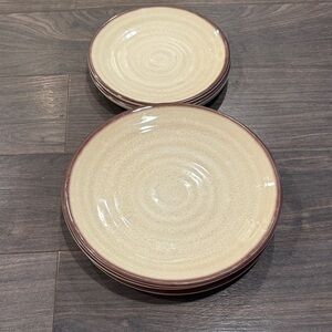 Unbranded Elegant Cream and Brown melamine Dinner Plate Set of 7 8:20